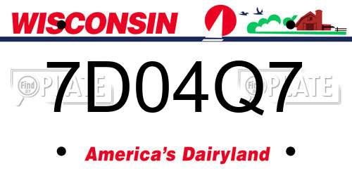 7D04Q7 Wisconsin License Plate