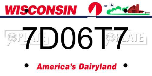 7D06T7 Wisconsin License Plate