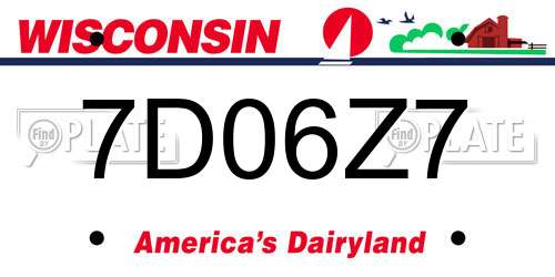 7D06Z7 Wisconsin License Plate