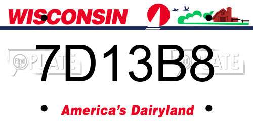 7D13B8 Wisconsin License Plate