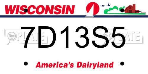 7D13S5 Wisconsin License Plate