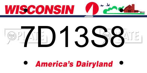 7D13S8 Wisconsin License Plate