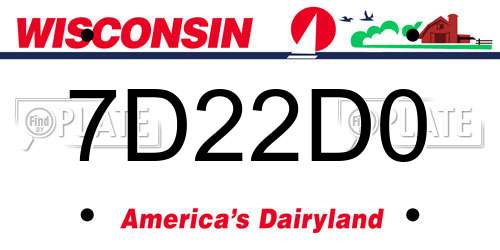 7D22D0 Wisconsin License Plate