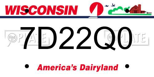 7D22Q0 Wisconsin License Plate