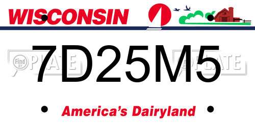 7D25M5 Wisconsin License Plate