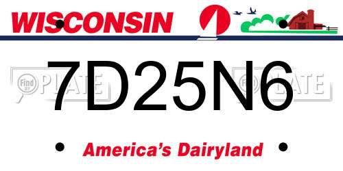 7D25N6 Wisconsin License Plate