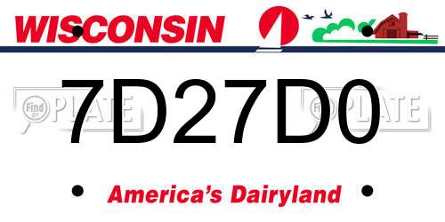7D27D0 Wisconsin License Plate