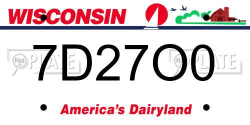 7D27O0 Wisconsin License Plate