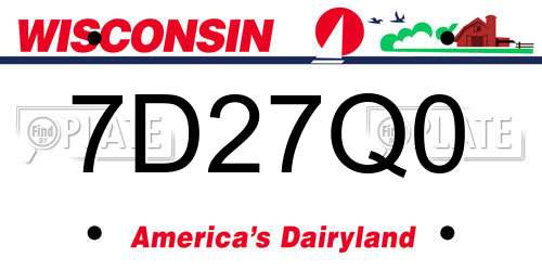 7D27Q0 Wisconsin License Plate