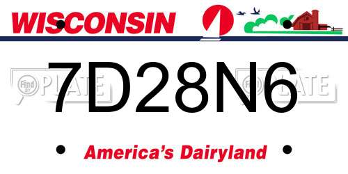 7D28N6 Wisconsin License Plate