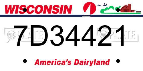 7D34421 Wisconsin License Plate