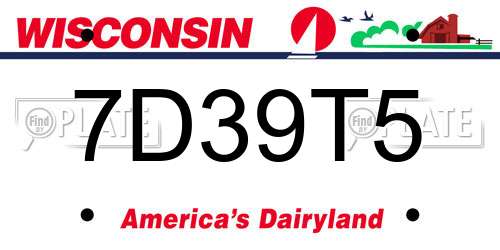 7D39T5 Wisconsin License Plate
