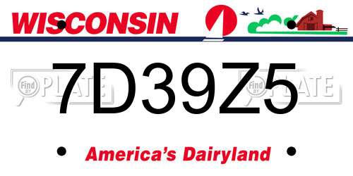 7D39Z5 Wisconsin License Plate