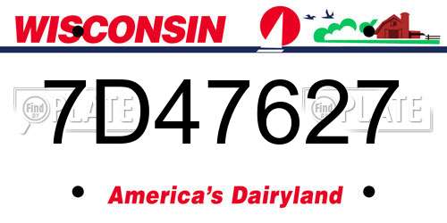 7D47627 Wisconsin License Plate