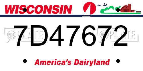 7D47672 Wisconsin License Plate