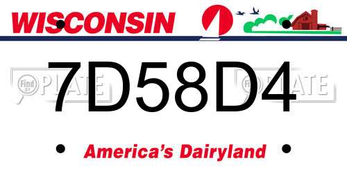 7D58D4 Wisconsin License Plate