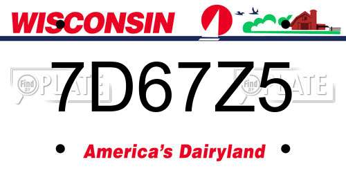 7D67Z5 Wisconsin License Plate