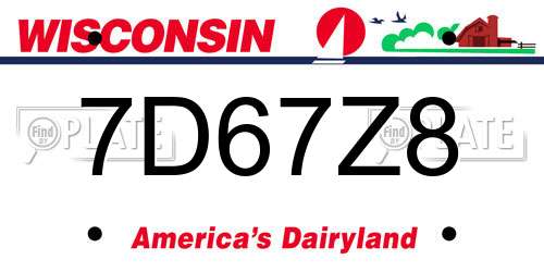 7D67Z8 Wisconsin License Plate