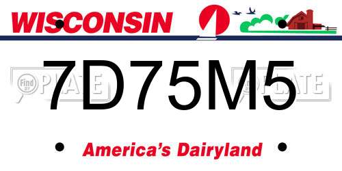 7D75M5 Wisconsin License Plate