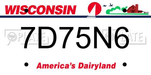 7D75N6 Wisconsin License Plate