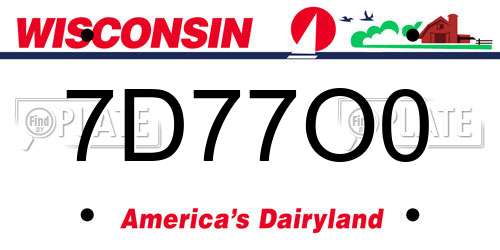 7D77O0 Wisconsin License Plate
