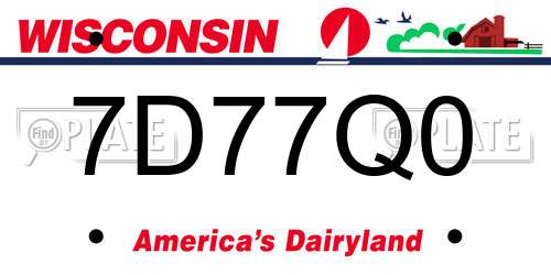 7D77Q0 Wisconsin License Plate