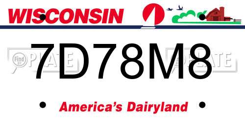 7D78M8 Wisconsin License Plate