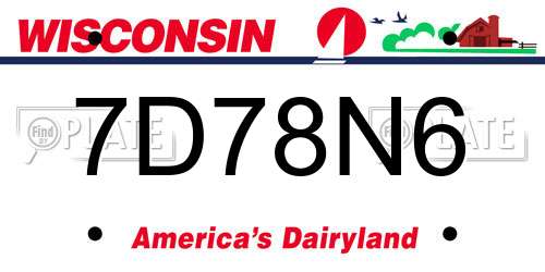 7D78N6 Wisconsin License Plate
