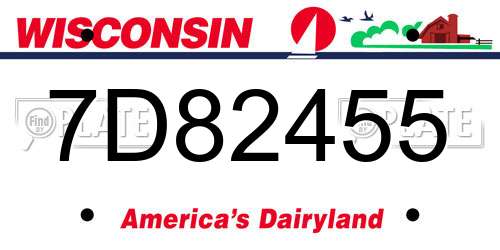 7D82455 Wisconsin License Plate