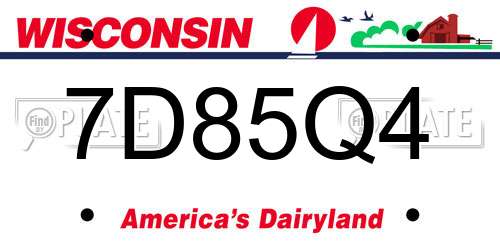 7D85Q4 Wisconsin License Plate