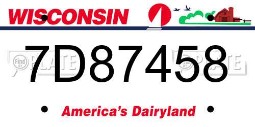 7D87458 Wisconsin License Plate