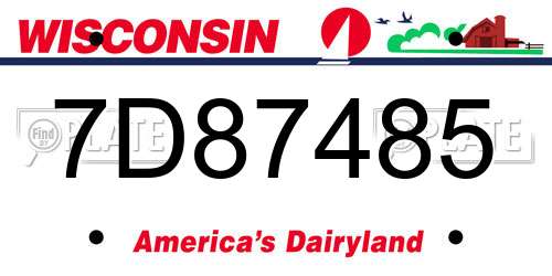 7D87485 Wisconsin License Plate