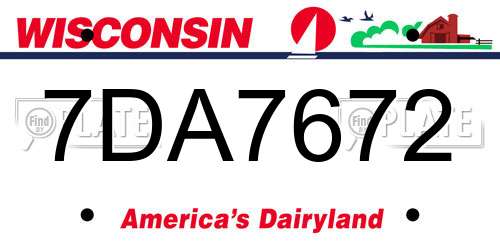 7DA7672 Wisconsin License Plate