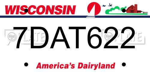 7DAT622 Wisconsin License Plate