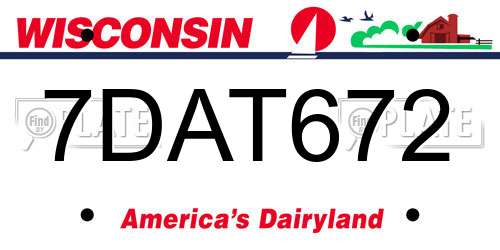 7DAT672 Wisconsin License Plate