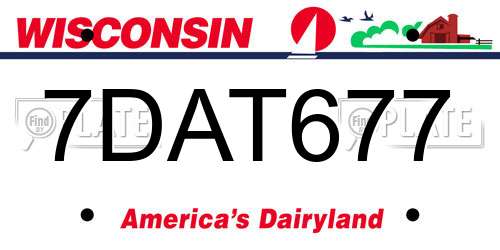 7DAT677 Wisconsin License Plate