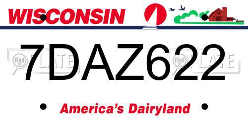 7DAZ622 Wisconsin License Plate