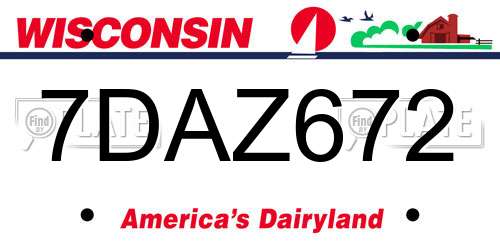 7DAZ672 Wisconsin License Plate