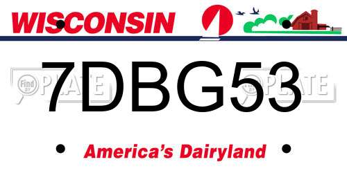7DBG53 Wisconsin License Plate