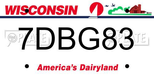 7DBG83 Wisconsin License Plate