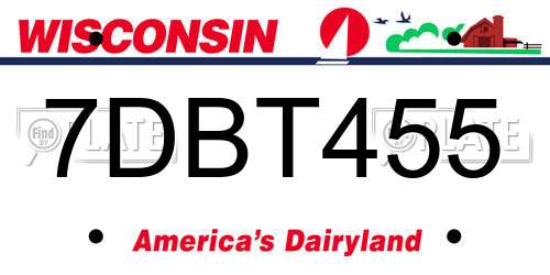 7DBT455 Wisconsin License Plate