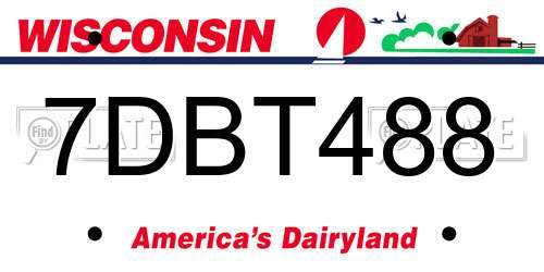 7DBT488 Wisconsin License Plate