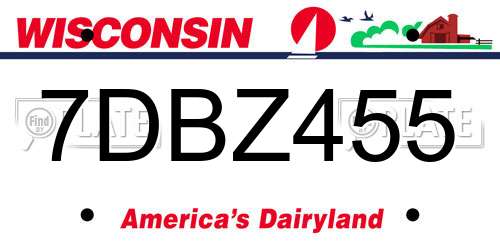 7DBZ455 Wisconsin License Plate