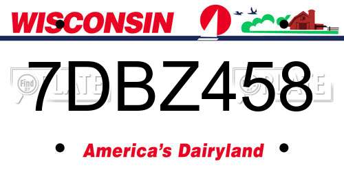 7DBZ458 Wisconsin License Plate