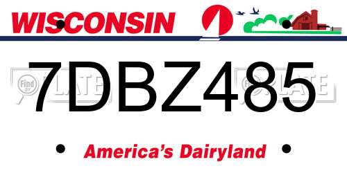 7DBZ485 Wisconsin License Plate