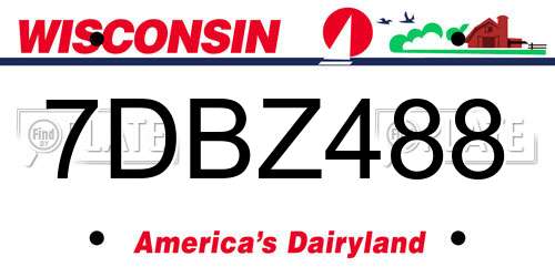 7DBZ488 Wisconsin License Plate