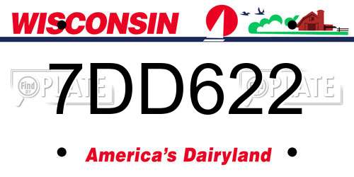 7DD622 Wisconsin License Plate