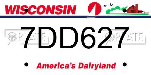 7DD627 Wisconsin License Plate