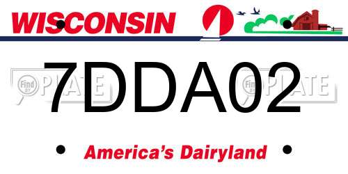 7DDA02 Wisconsin License Plate