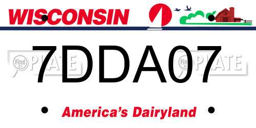7DDA07 Wisconsin License Plate
